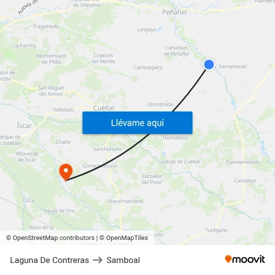 Laguna De Contreras to Samboal map