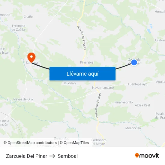 Zarzuela Del Pinar to Samboal map