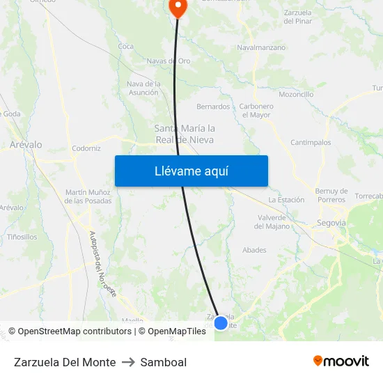 Zarzuela Del Monte to Samboal map