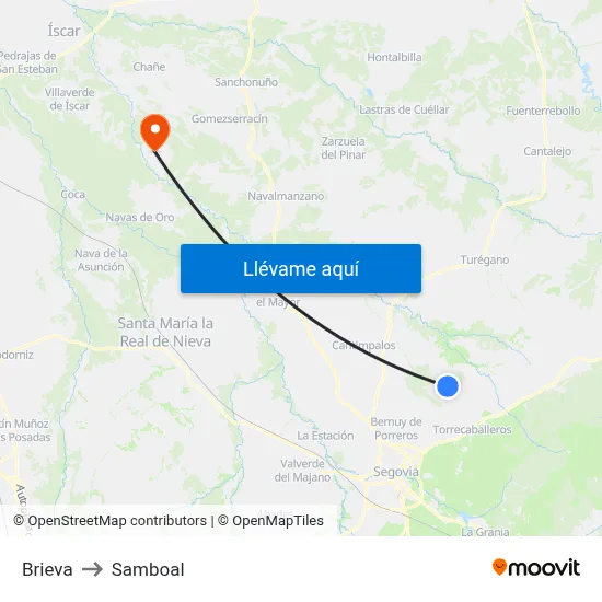 Brieva to Samboal map