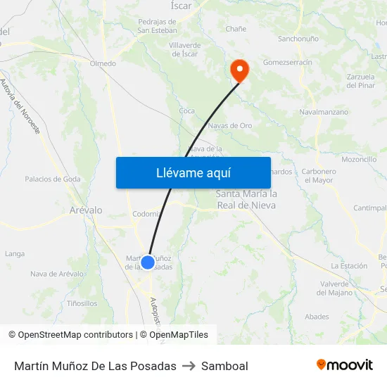 Martín Muñoz De Las Posadas to Samboal map