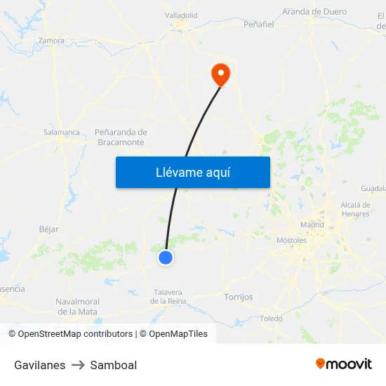 Gavilanes to Samboal map