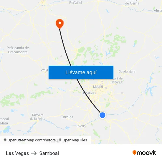 Las Vegas to Samboal map