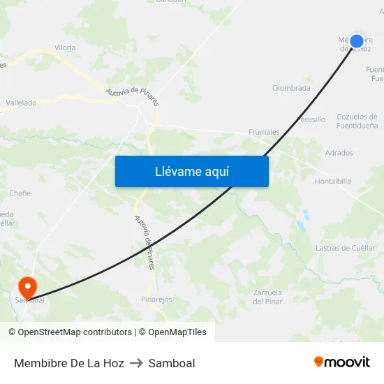 Membibre De La Hoz to Samboal map