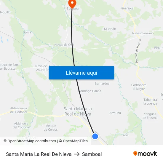 Santa María La Real De Nieva to Samboal map