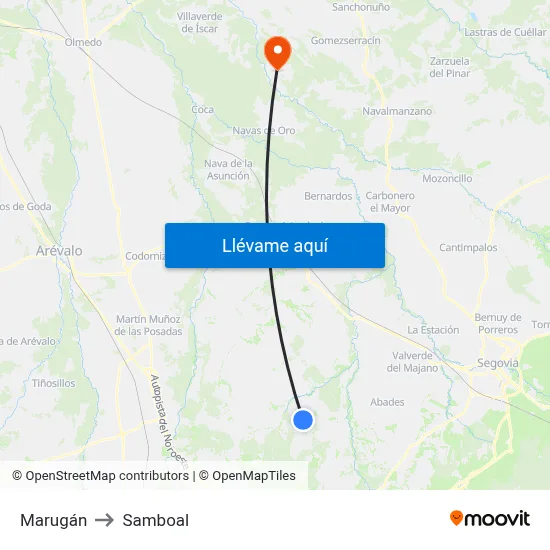 Marugán to Samboal map