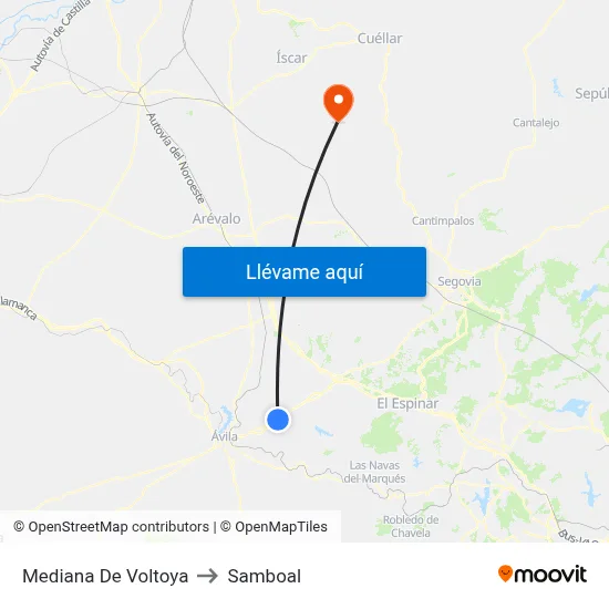 Mediana De Voltoya to Samboal map