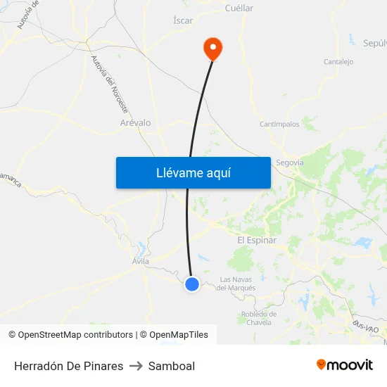 Herradón De Pinares to Samboal map