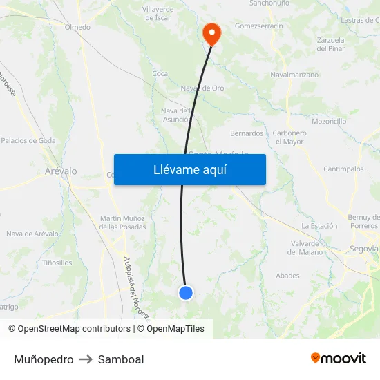 Muñopedro to Samboal map