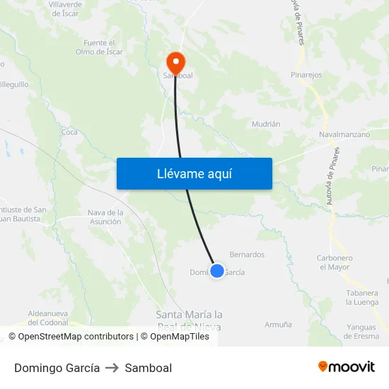 Domingo García to Samboal map