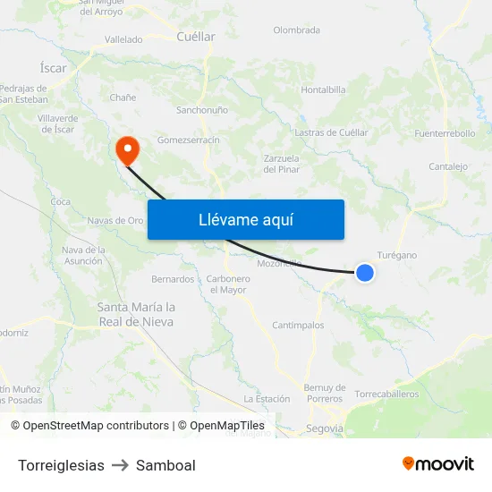 Torreiglesias to Samboal map