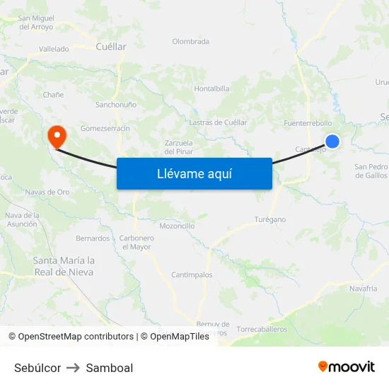 Sebúlcor to Samboal map