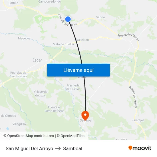 San Miguel Del Arroyo to Samboal map