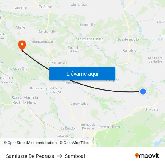Santiuste De Pedraza to Samboal map