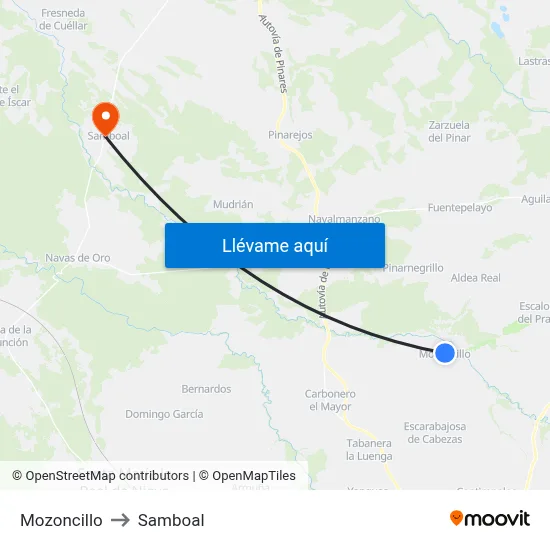 Mozoncillo to Samboal map