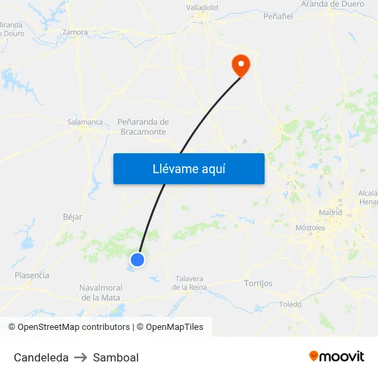 Candeleda to Samboal map