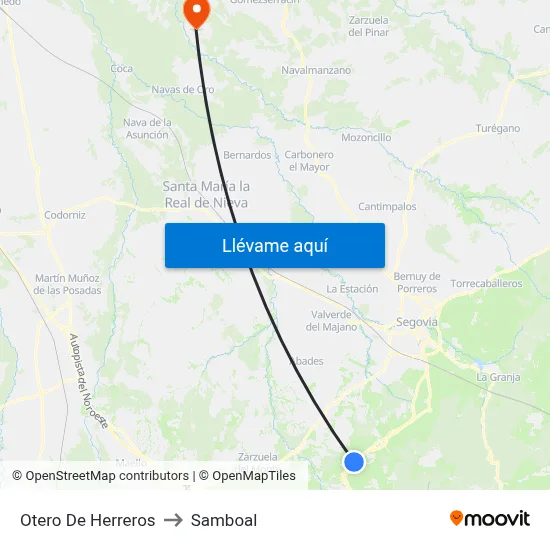 Otero De Herreros to Samboal map