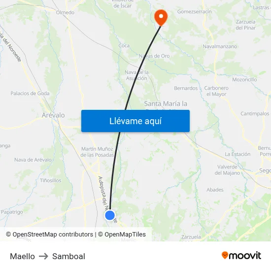 Maello to Samboal map