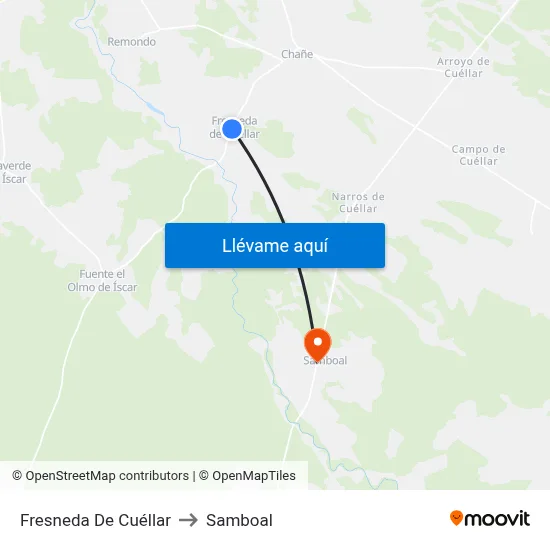 Fresneda De Cuéllar to Samboal map
