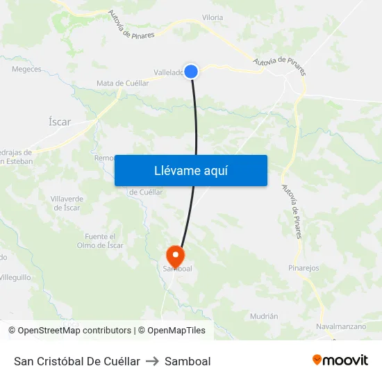 San Cristóbal De Cuéllar to Samboal map