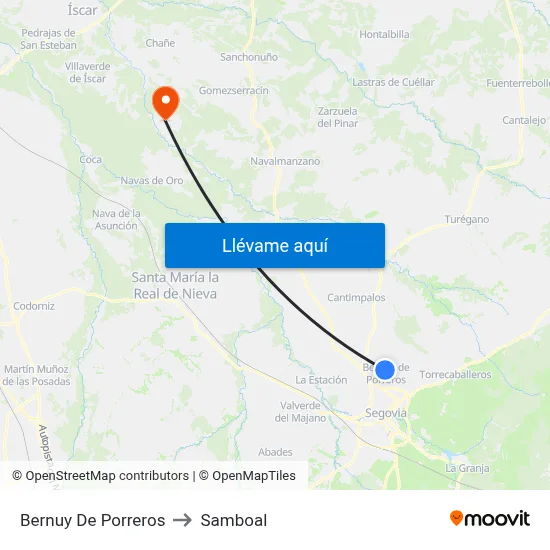 Bernuy De Porreros to Samboal map