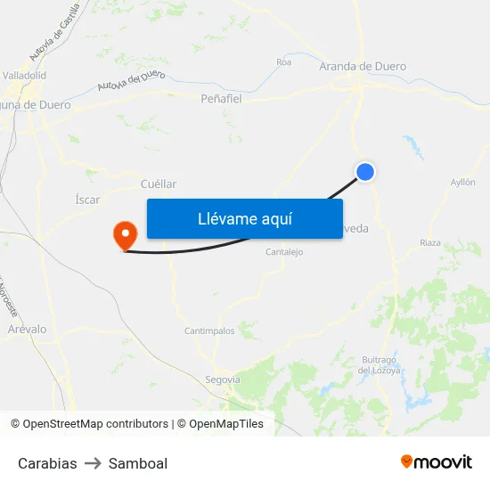 Carabias to Samboal map
