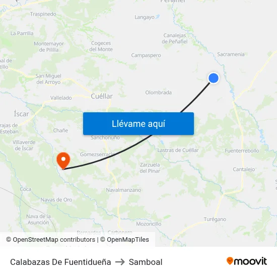 Calabazas De Fuentidueña to Samboal map