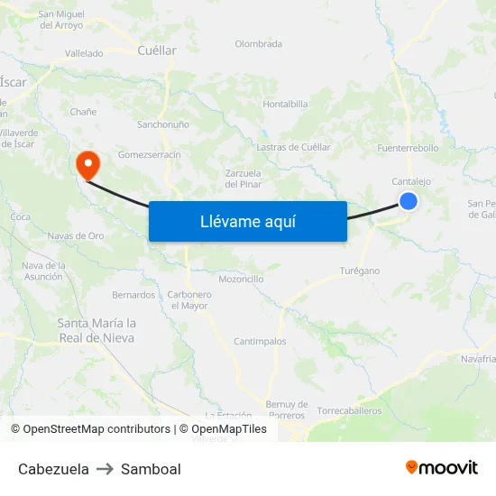 Cabezuela to Samboal map