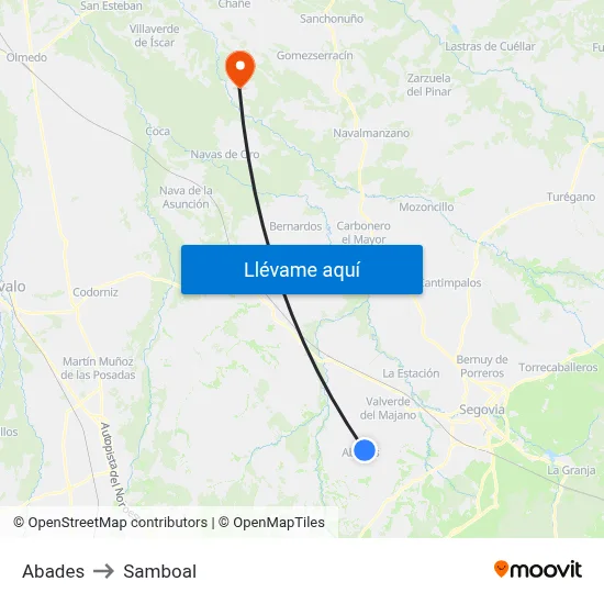 Abades to Samboal map