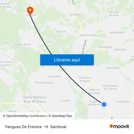 Yanguas De Eresma to Samboal map