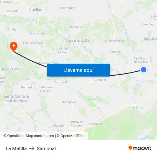 La Matilla to Samboal map