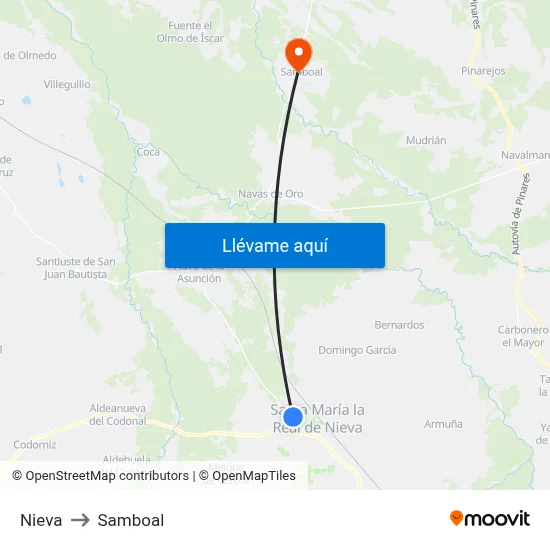 Nieva to Samboal map