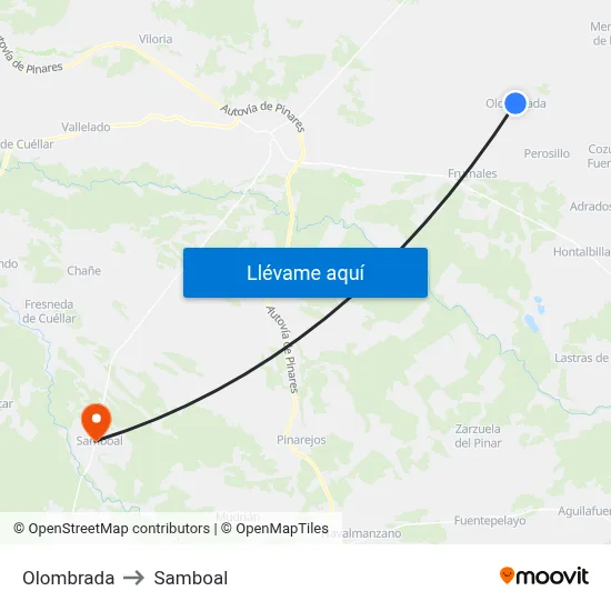 Olombrada to Samboal map