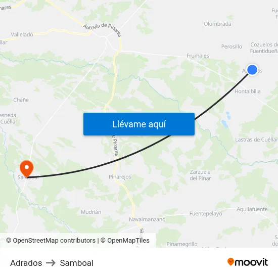Adrados to Samboal map