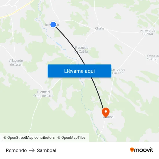 Remondo to Samboal map