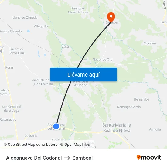 Aldeanueva Del Codonal to Samboal map