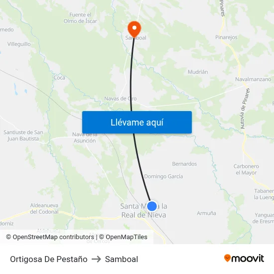 Ortigosa De Pestaño to Samboal map