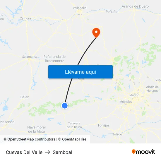 Cuevas Del Valle to Samboal map