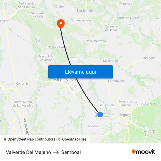 Valverde Del Majano to Samboal map