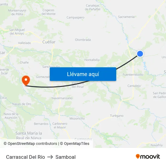 Carrascal Del Río to Samboal map