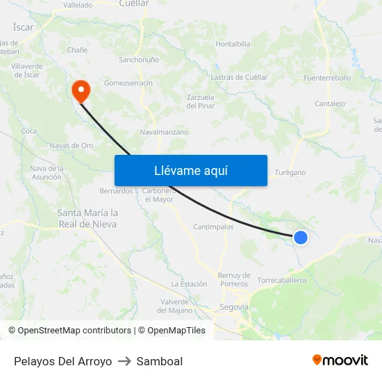 Pelayos Del Arroyo to Samboal map