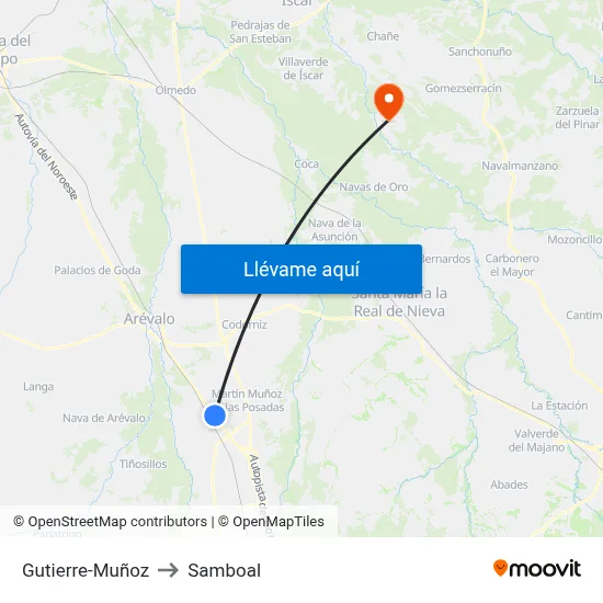 Gutierre-Muñoz to Samboal map