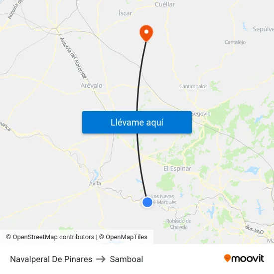 Navalperal De Pinares to Samboal map