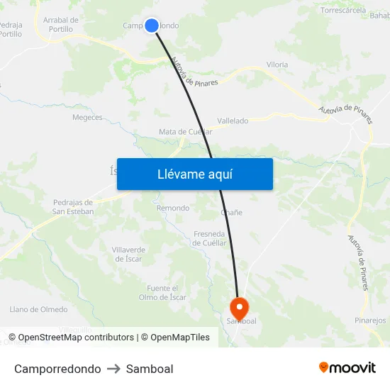Camporredondo to Samboal map