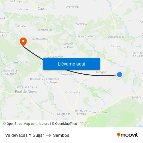 Valdevacas Y Guijar to Samboal map