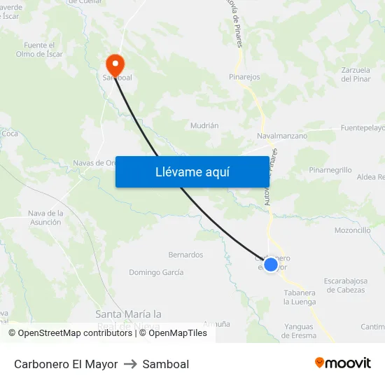 Carbonero El Mayor to Samboal map