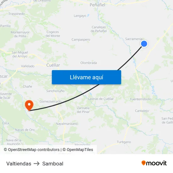 Valtiendas to Samboal map