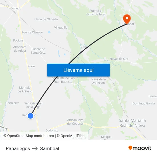 Rapariegos to Samboal map