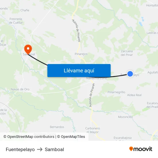 Fuentepelayo to Samboal map