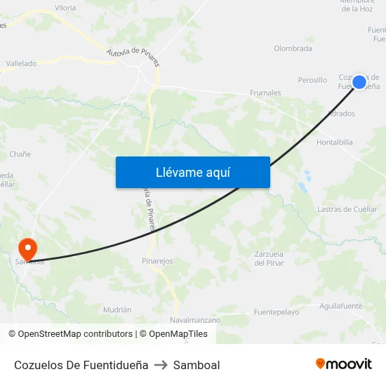 Cozuelos De Fuentidueña to Samboal map